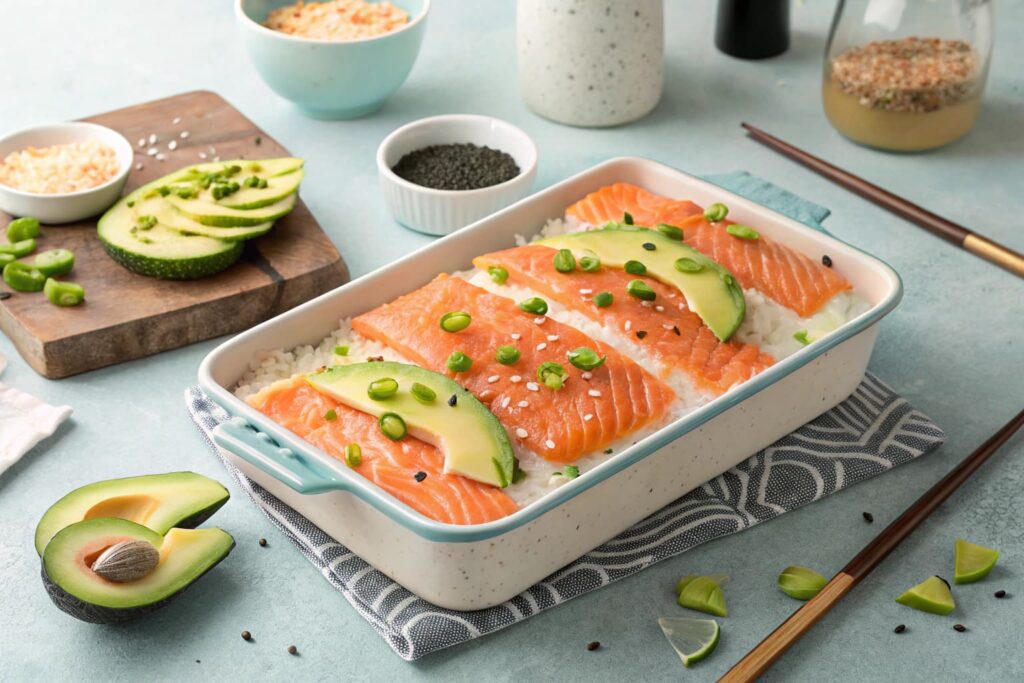 Salmon Sushi Bake