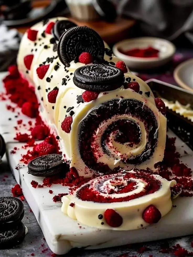 Red Velvet Oreo Swiss Roll